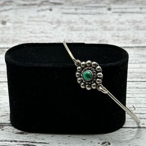 Taxco Silver Bracelet with Malachite Detail
